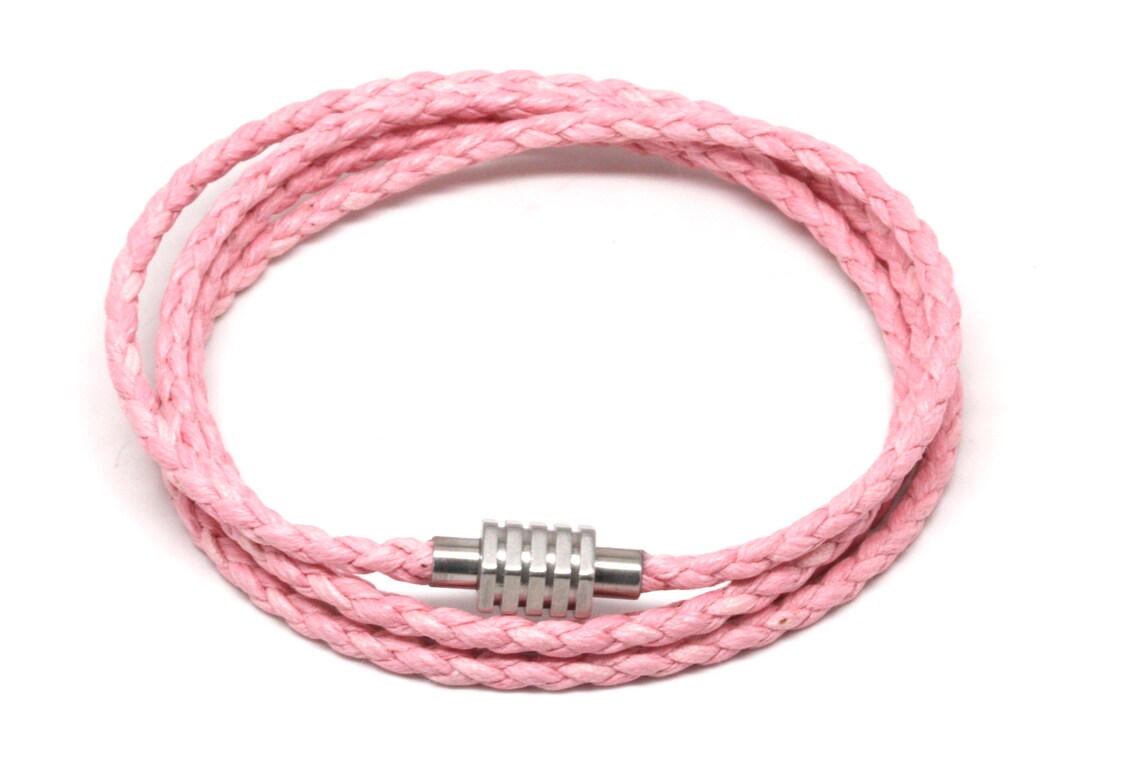 Vegan Leather Bracelet Braided Wrap Cotton Cuff Stainless Etsy