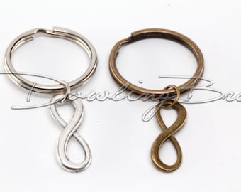 One Silver or Bronze Infinity Sign Keychain on Key Ring