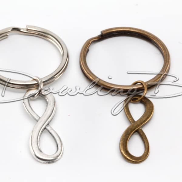 One Silver or Bronze Infinity Sign Keychain on Key Ring