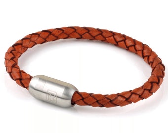 Rost Einzelne Wrap Leder Manschette Armband mit Edelstahl Verschluss für Männer oder Frauen