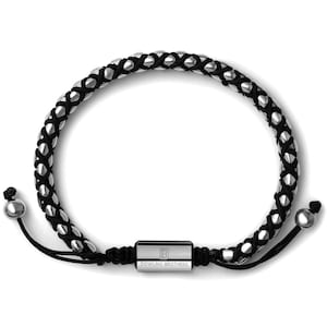 Silver Braided Box Chain Bracelet in Black by Dowling Brothers