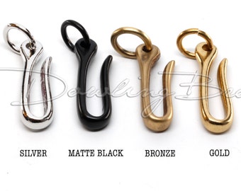 Solid Brass Japanse Fish Hook sleutelhanger - verkrijgbaar in 4 kleuren