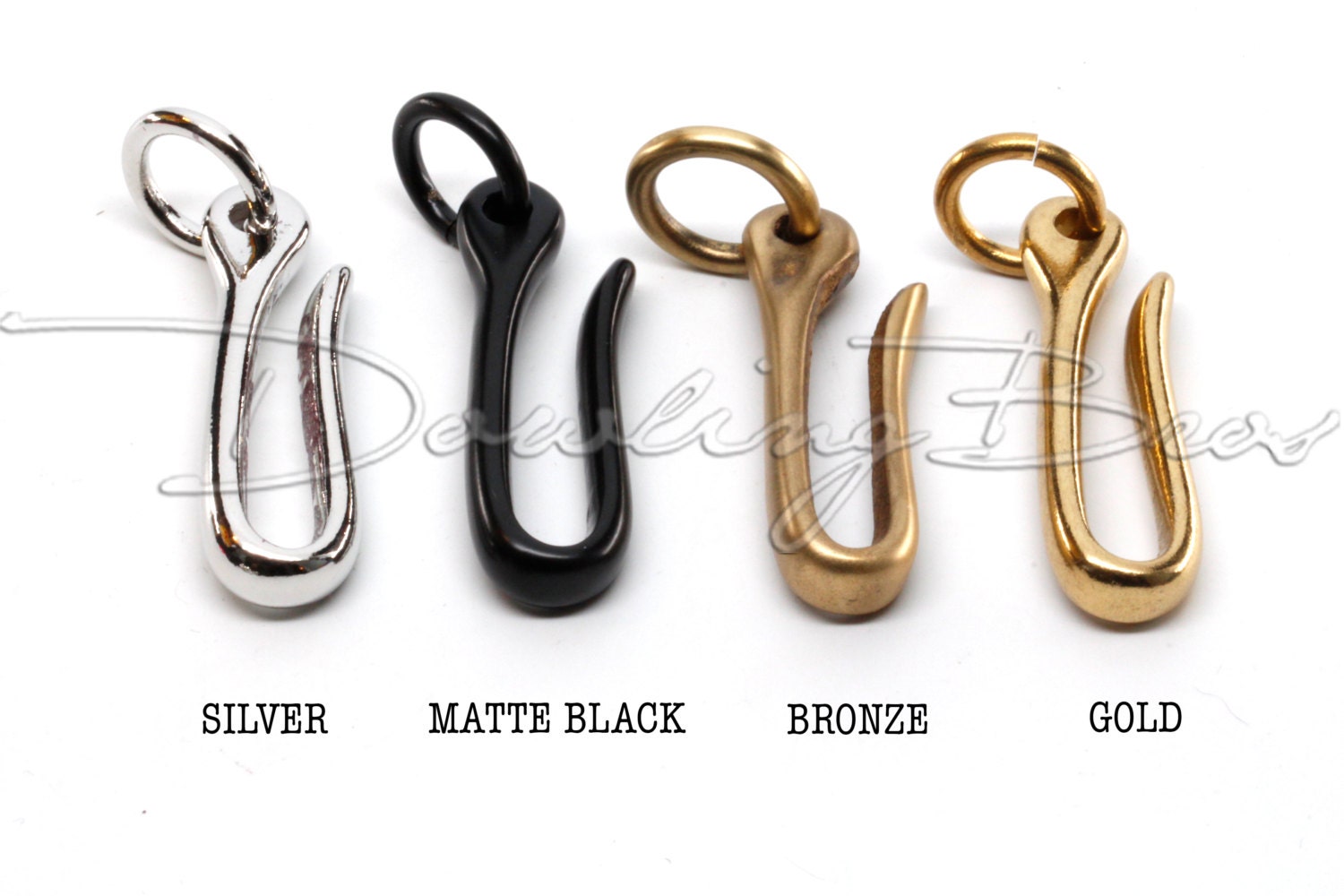 Solid Brass Japanese Fish Hook Keychain Available in 4 Colors 