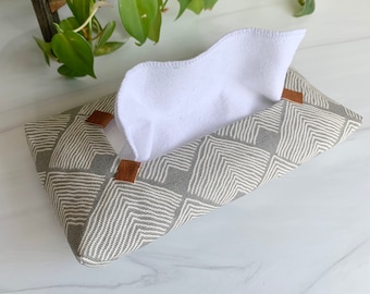 Grey Shell Pattern Tissue Pouch for Reusable Tissues, Unique Tissue Box, Zerowaste gifts