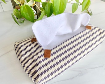 Americana Stripe | Fabric Tissue Pouch for Reusable Tissues | Eclectic | Unique Tissue Box | Soft Cotton, Modern Gifts | Zerowaste