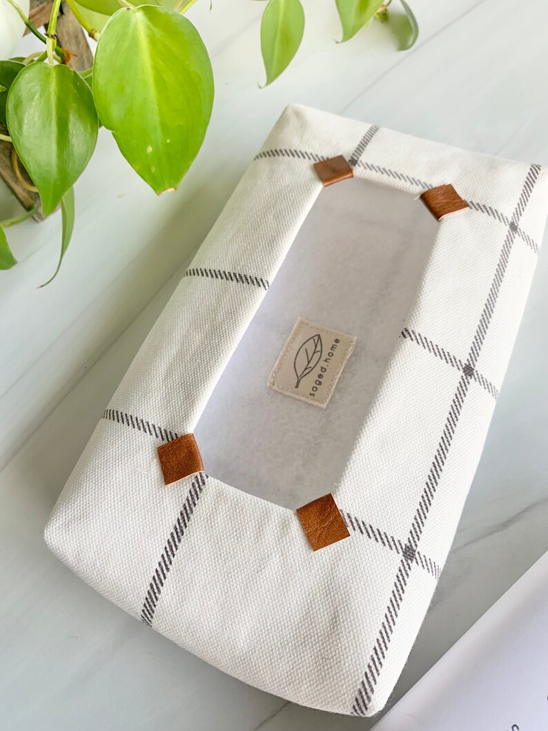 Scandinavian Check Tissue Pouch for Reusable Tissues, Unique Tissue Box, Zerowaste gifts image 3
