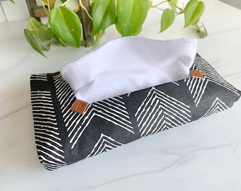 Black Arrows | Fabric Tissue Pouch for Reusable Tissues | Eclectic | Unique Tissue Box | Soft Cotton, Modern Gifts | Zerowaste