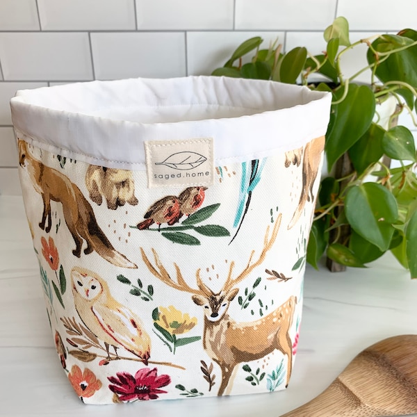 The Reusables Hamper | Waterproof | Wet Storage System for Paperless Towels | Fabric Storage Bin | Cloth Wipes Hamper | Countertop Bin