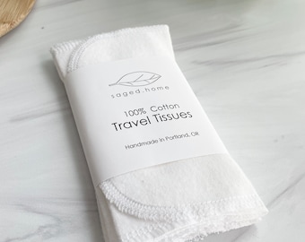 Travel Tissues, Reusable Cotton Tissues for On-The-Go