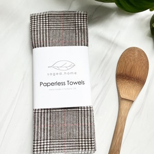 Plaid Paperless Towels, Mid Century Modern,Washable, Reuseable Cloth Paper Towels image 1