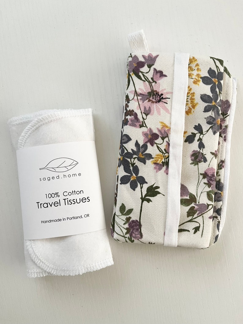 Travel Tissue Pouch and Storage System for Cloth Travel Tissues, Includes Reusable Tissues for On-The-Go image 5