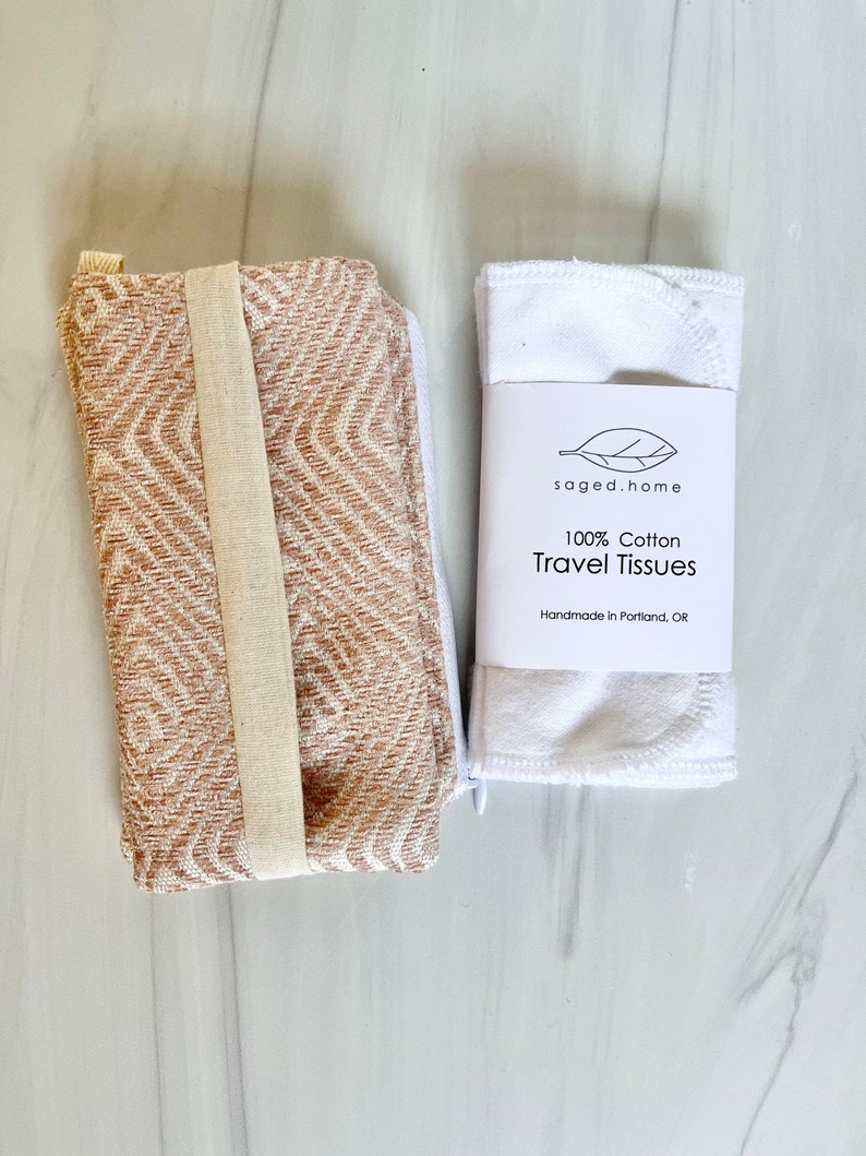 Travel Tissue Pouch and Storage System for Cloth Travel Tissues, Includes Reusable Tissues for On-The-Go image 4