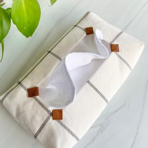 Scandinavian Check Tissue Pouch for Reusable Tissues, Unique Tissue Box, Zerowaste gifts image 1