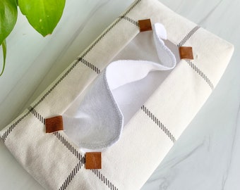 Scandinavian Check Tissue Pouch for Reusable Tissues, Unique Tissue Box, Zerowaste gifts