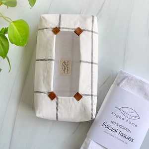 Scandinavian Check Tissue Pouch for Reusable Tissues, Unique Tissue Box, Zerowaste gifts image 2