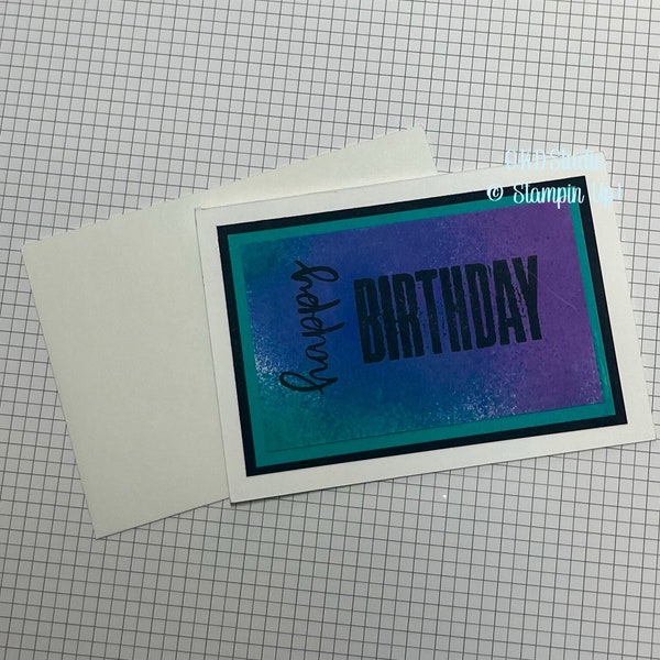 Happy Birthday Note Card, Hand-Stamped Blank inside