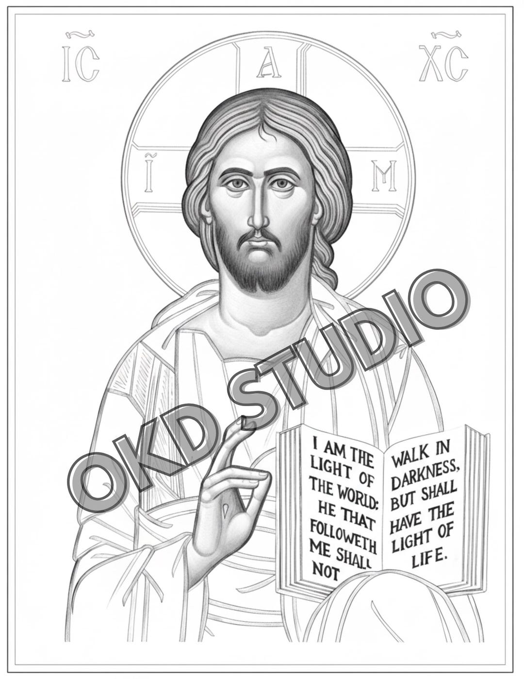 Printable Orthodox Icon Coloring Page Christ the Teacher Etsy Australia
