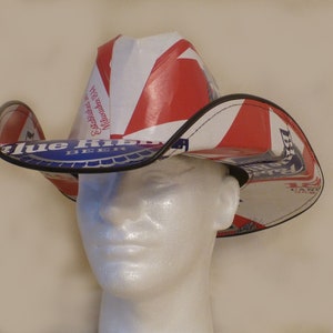 Beer Box Cowboy Hats. Made from recycled Pabst Blue Ribbon beer boxes.  Beerhat.