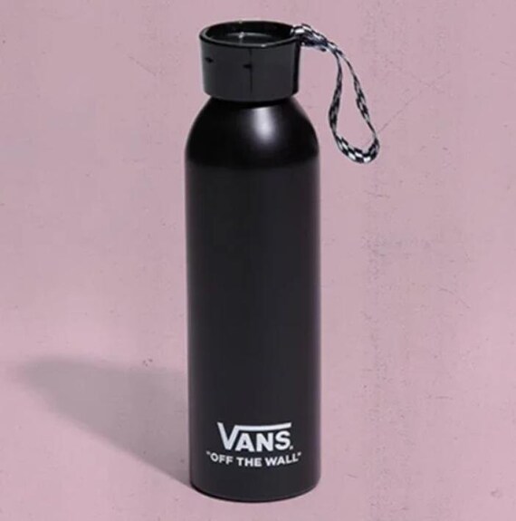 Vans Family Aluminum Water Bottle Skateboarding Black White Checkered Strap