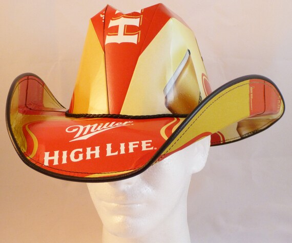 Beer Box Cowboy Hats. Made from recycled Miller High Life Beer boxes.  Beerhat.