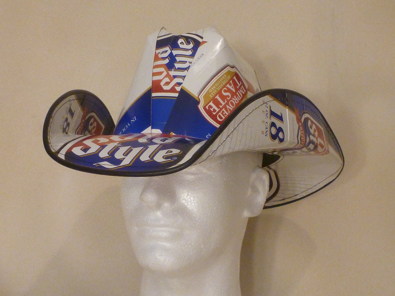 Beer Box Cowboy Hats. Made from recycled Old Style beer boxes. Beerhat.