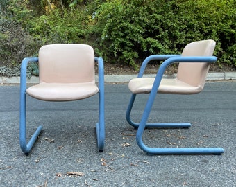 Pair Mid-Century Kinetics Blue 100/300 Chairs Designed by Salmon & Hamilton