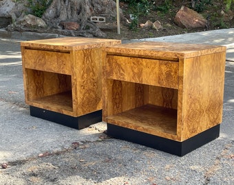 Mid Century Burl Nightstands, circa 1970s