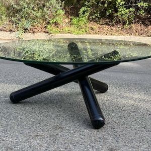 Milo Baughman &quot;Jax&quot; Coffee Table in Rare Black Chrome