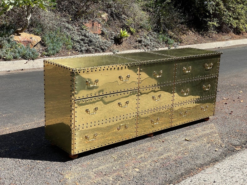 Spectacular Vintage Brass Clad Dresser by Sarreid Etsy
