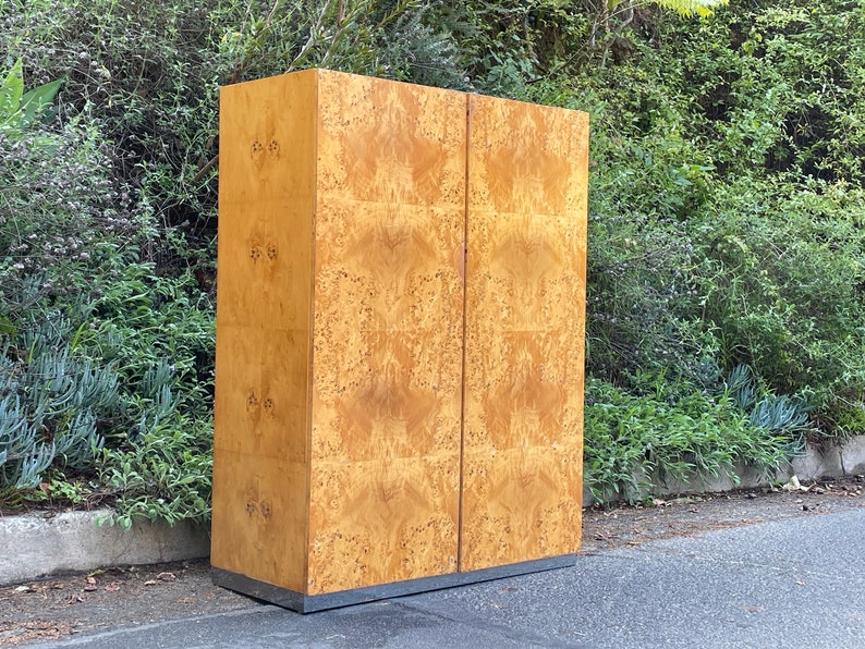 Stunning Burl Wood Armoire Wardrobe by Arthur Umanoff for Dillingham, Circa 1970s image 3