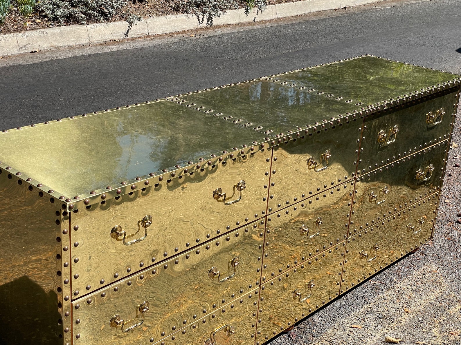Spectacular Vintage Brass Clad Dresser by Sarreid Etsy