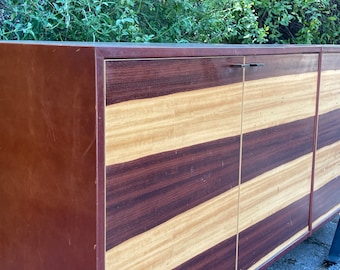 Mid-Century Leather Wrapped Credenza Dresser