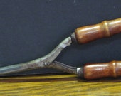 Antique Fire Heated Wood Handle Curling Iron Tongs - 8 quot 1920s 1930s Vintage