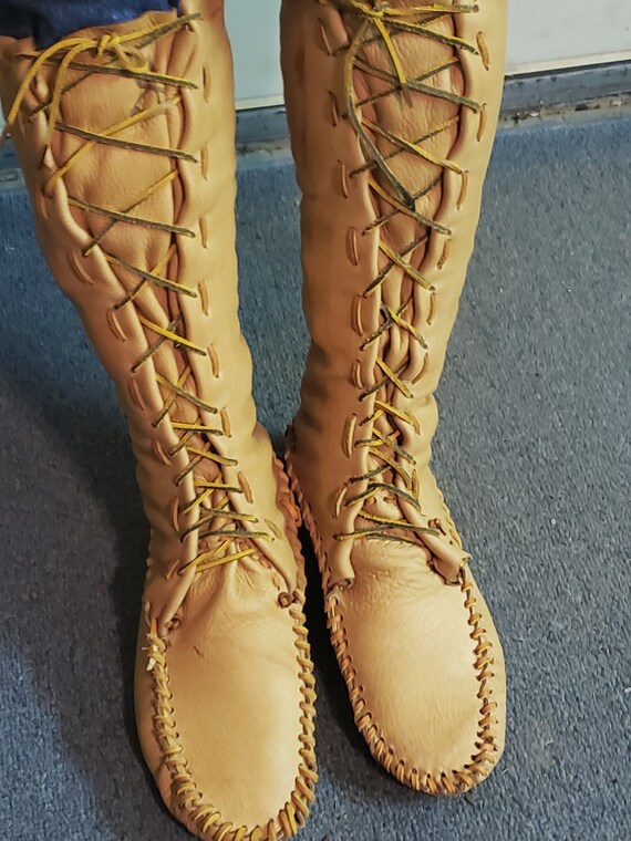 handmade knee high moccasins