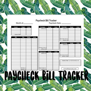 Paycheck Bill Tracker Tracker Printable (PDF)