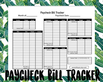 Paycheck Bill Tracker Tracker Printable (PDF)