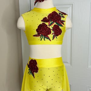 Size 7 Child Small Ready To Ship Handmade Dance Competition Costume Lyrical Contemporary Solo Jazz Rhinestoned