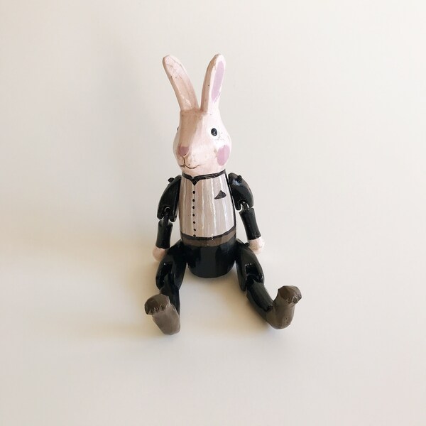 Jointed Wooden Rabbit Etsy UK