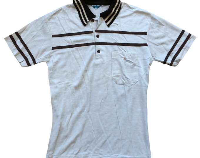 Vintage 70s Beige Brown Pocket Polo Shirt