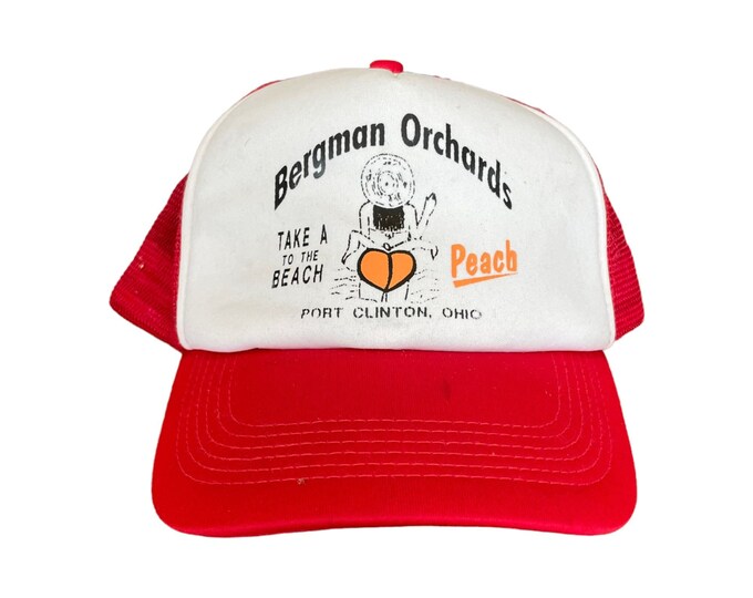 Vintage Peach Bottom Bergman Orchards Mesh Trucker Hat Snapback