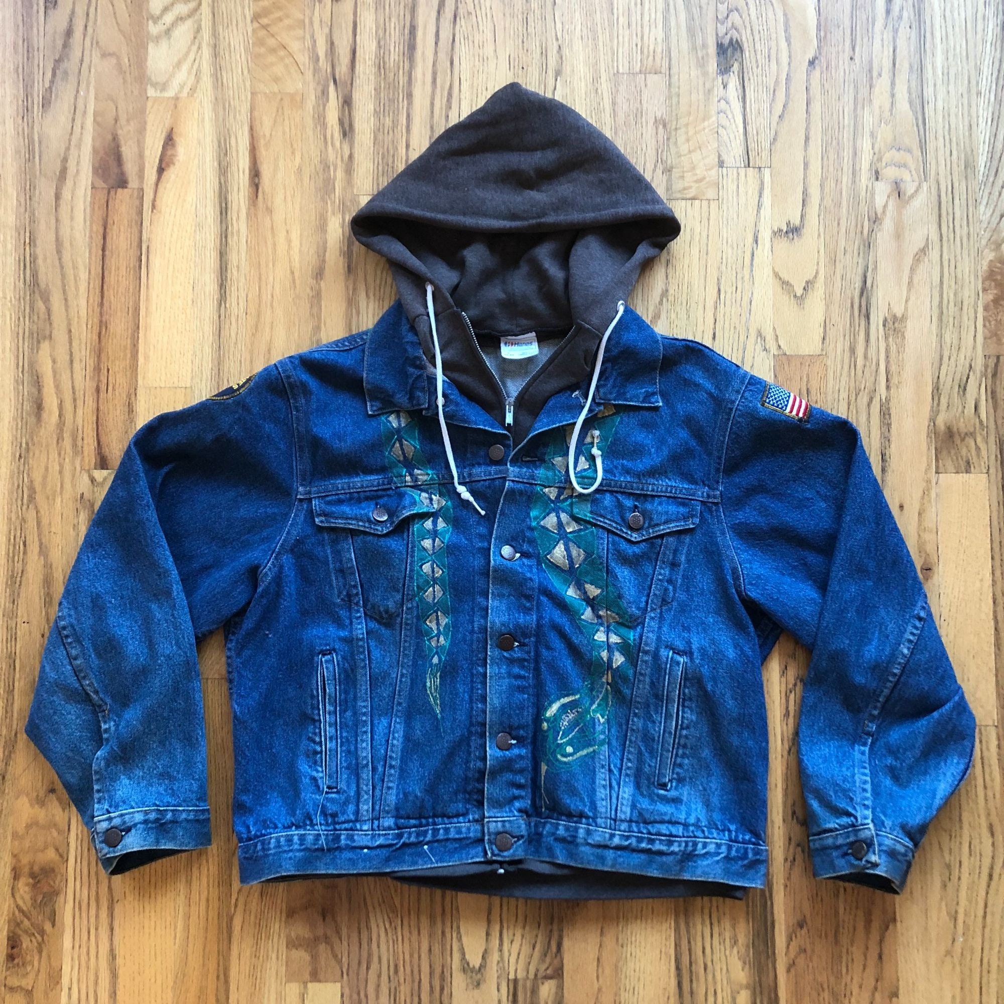 Vintage 80s Honda Motorcycle Denim Hooded Jacket w/ custom painted ...