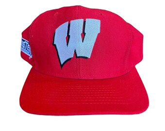 Vintage University of Wisconsin WIS Badgers Hat Big Ten Snapback Nutmeg
