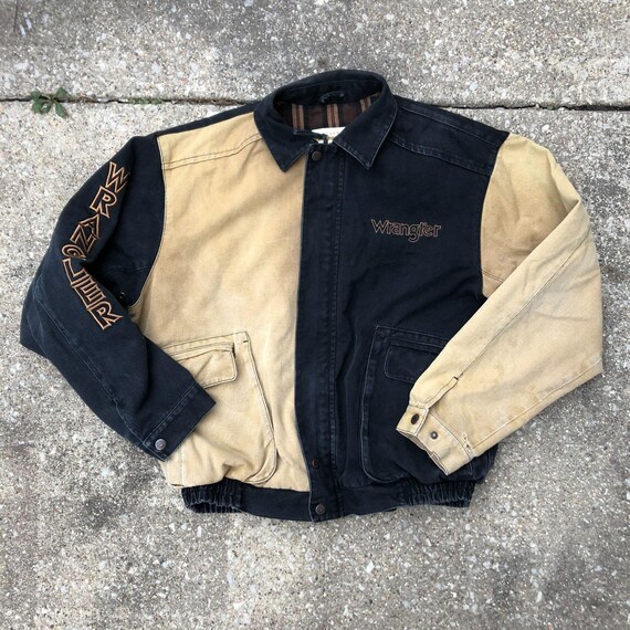Vintage Rare Color Block Wrangler Flannel Lined Ja