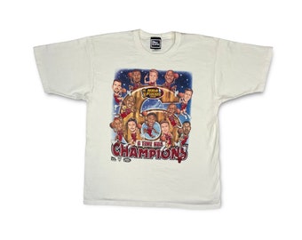 Vintage 1998 NBA Chicago Bulls 6 Time Champions Pro Player Character Tee Shirt Repeat 3 Peat Save The Last Dance