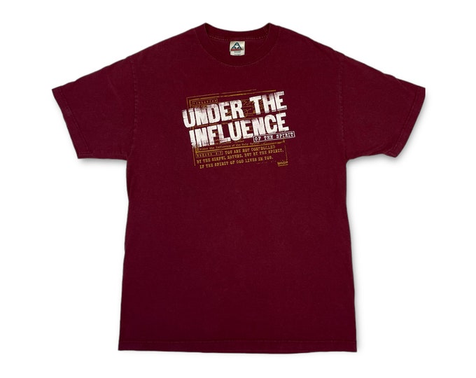 Vintage Under The Influence By The Spirit Faith Religious Christian Jesus Tee Shirt