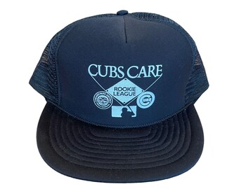 Vintage MLB Chicago Cubs Care Rookie League Mesh Trucker Hat Rope Bill Snapback