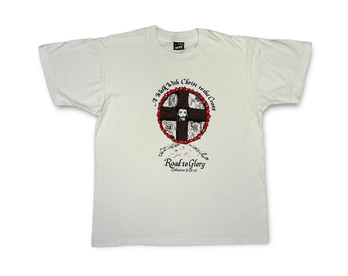 Vintage Road to Glory Faith Religious Christian Jesus Tee Shirt Single Stitch Made in USA