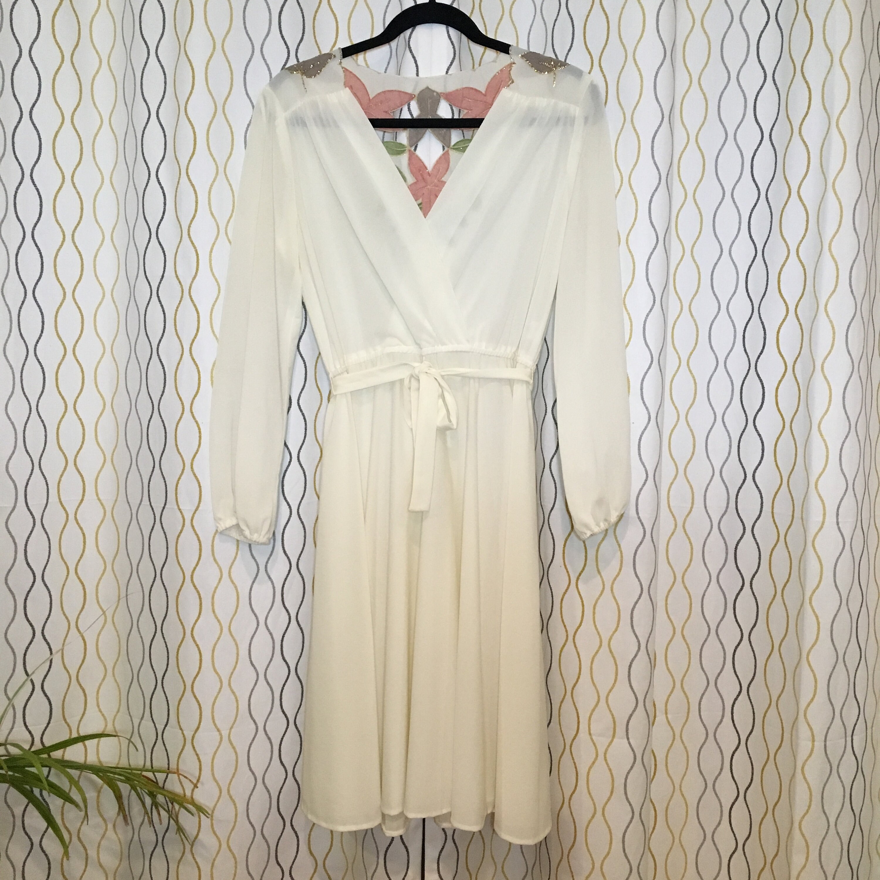 Vintage Ivory Sheer Dress - Long Sleeve Dress - Soft White Dress ...