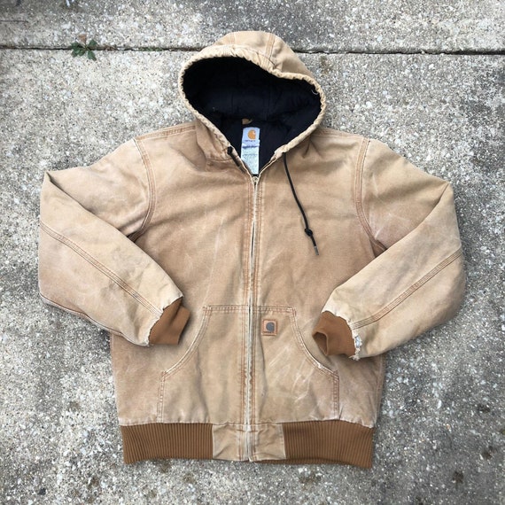 Vintage Carhartt Hooded Jacket Faded Distressed