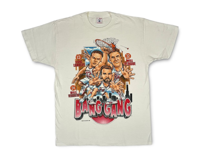 Vintage 1995 NBA Chicago Bulls Bang Gang Bill Wennington Will Perdue Luc Longley Tee Shirt Made in USA Single Stitched